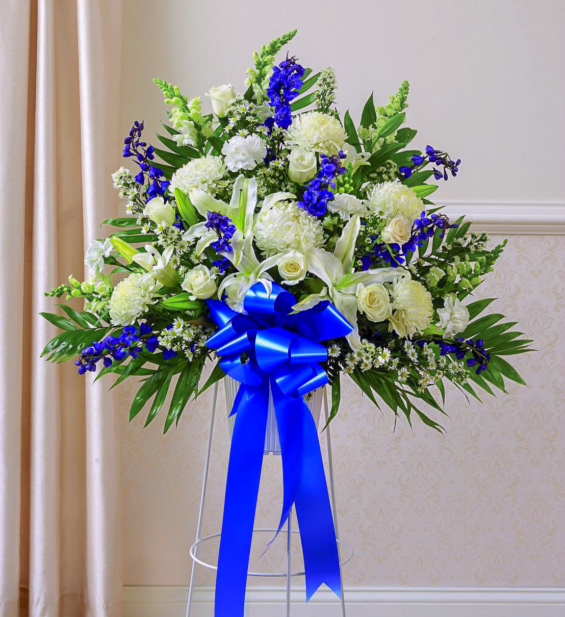 Blue Heart Funeral Tribute Flower Spray