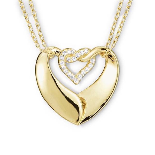 Double Heart Pendant with Cubic Zirconia | Avas Flowers