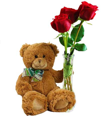 teddy bear with roses