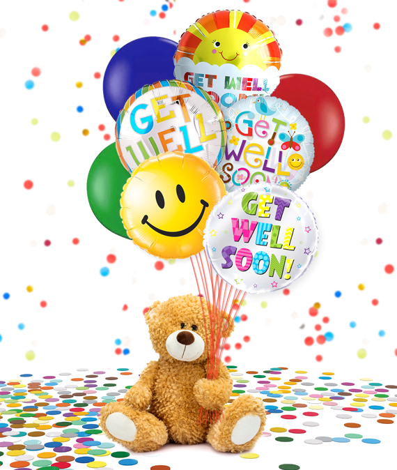 Bear With Balloon - Get Well Soon Ecard