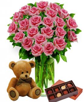 flowers bear and chocolates