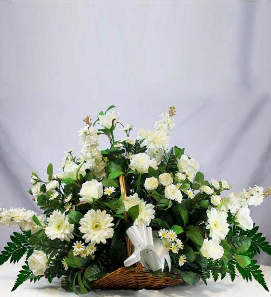 Flowers: White Sympathy Fireside Basket - Standard